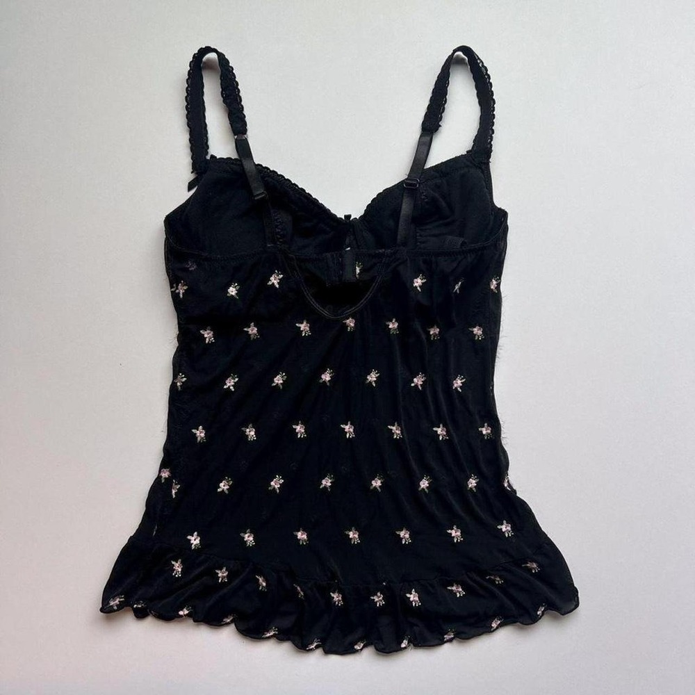 Vintage Rampage Black Corset with Pink Flower Embroidery - Picture 3 of 8